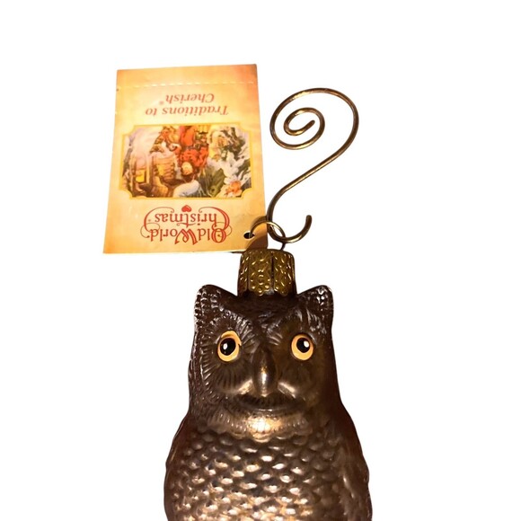 Owl Old World Christmas Wise Old Owl Glass Ornament New w/ Tag Woodland Animal - Picture 4 of 5